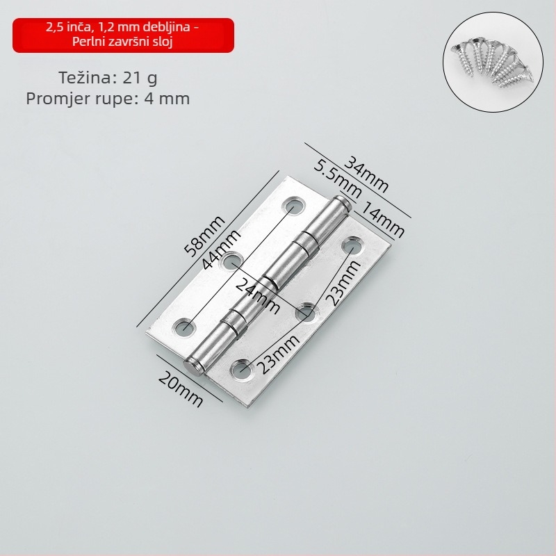 Okov od nehrđajućeg čelika za ormariće, vrata i prozore; površina brušena i prelakirana; stil: moderni minimalistički; model: bearing hinge.