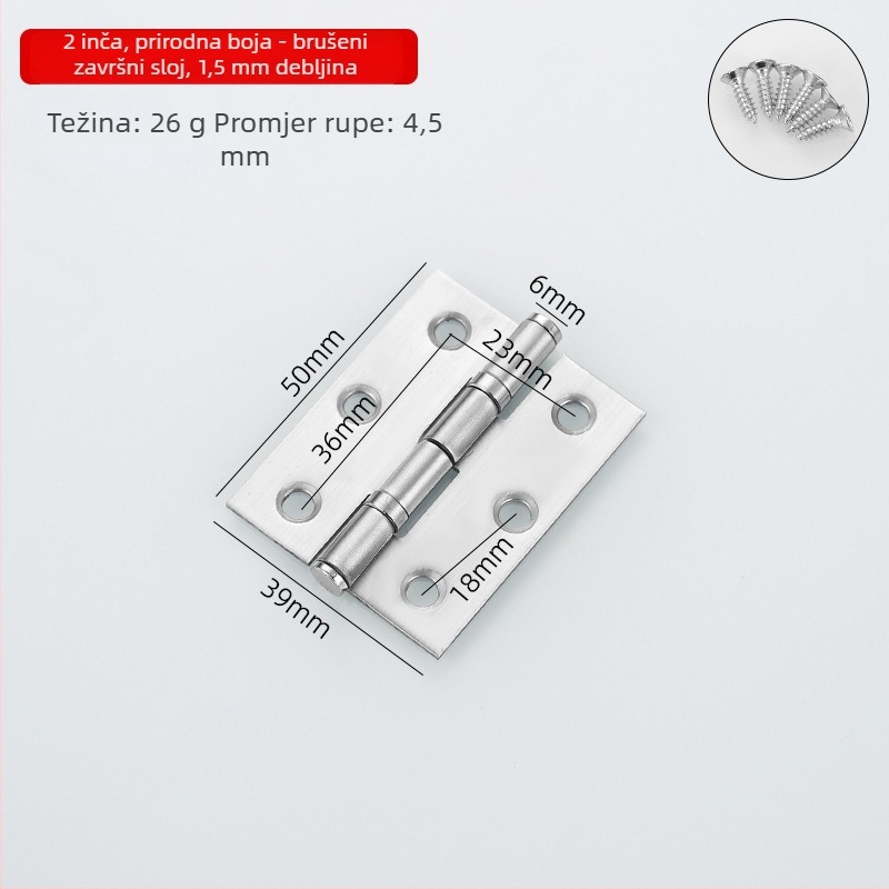 Okov od nehrđajućeg čelika za ormariće, vrata i prozore; površina brušena i prelakirana; stil: moderni minimalistički; model: bearing hinge.