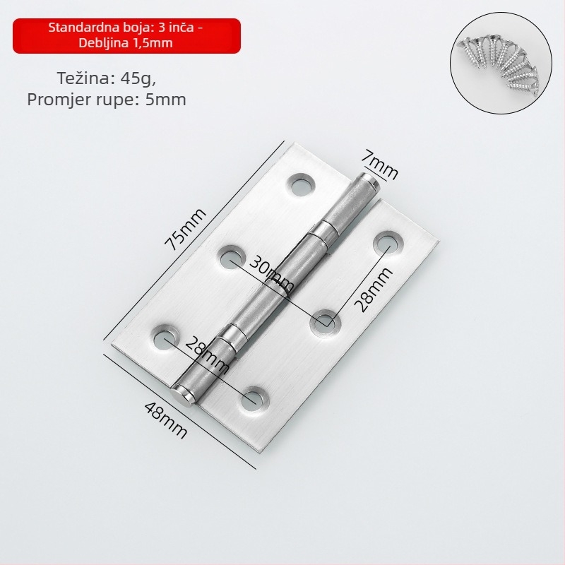 Okov od nehrđajućeg čelika za ormariće, vrata i prozore; površina brušena i prelakirana; stil: moderni minimalistički; model: bearing hinge.