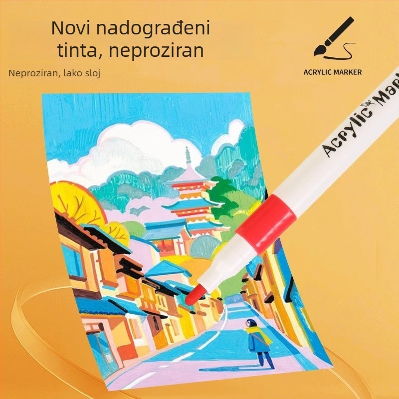 Akrilni marker za crtanje za osnovnu školu, sa skladnim dizajnom, ne probija papir, marka Qiwang
