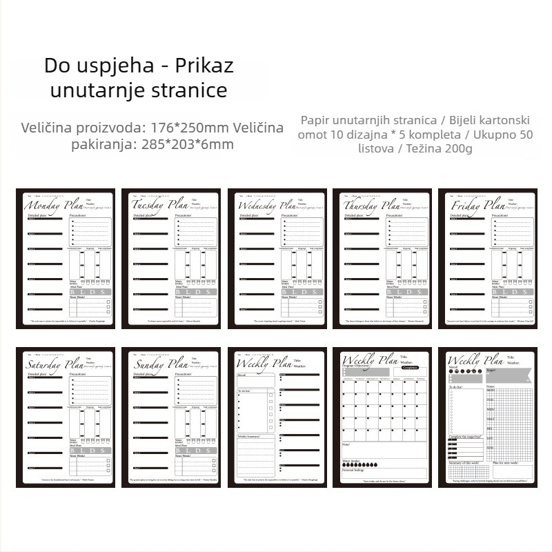 Spiralni bilježnica, 50 stranica, papirnato kućište, kreativni stil bilježnice