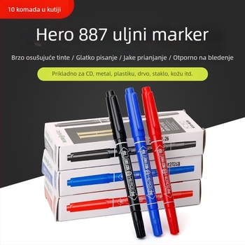 Hero marker na bazi ulja s dvostrukim vrhovima za djecu, otporan na izblijedivanje, za debele i tanke linije