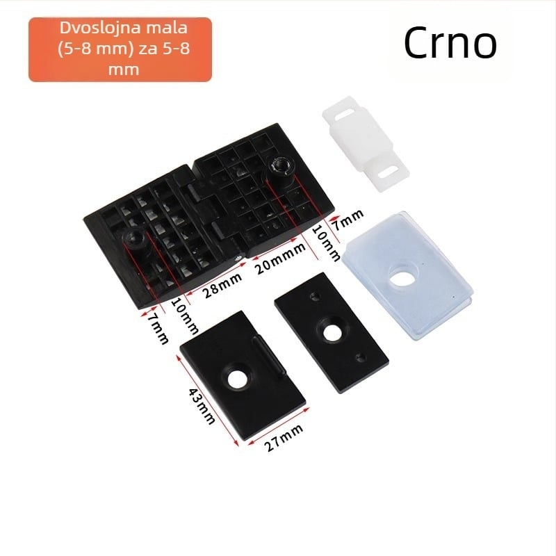 Staklena šarka za vrata vitrine, cinkov spoj, brušeni i sjajni završetak, moderan minimalistički stil, jednostruka i dvostruka montaža