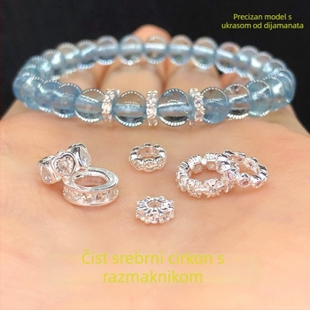 DIY nakit od srebra 925, mikro-set cirkon perle, distančne perle i kristalni detalji na pletenom ručnom užetu za narukvice i ogrlice