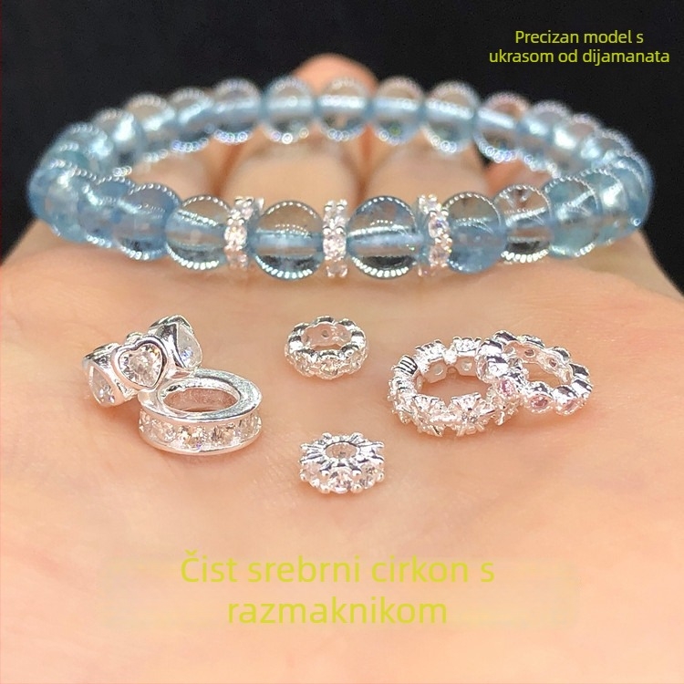 DIY nakit od srebra 925, mikro-set cirkon perle, distančne perle i kristalni detalji na pletenom ručnom užetu za narukvice i ogrlice