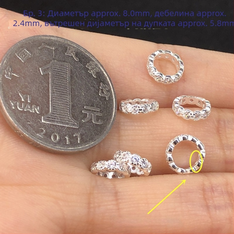 DIY nakit od srebra 925, mikro-set cirkon perle, distančne perle i kristalni detalji na pletenom ručnom užetu za narukvice i ogrlice