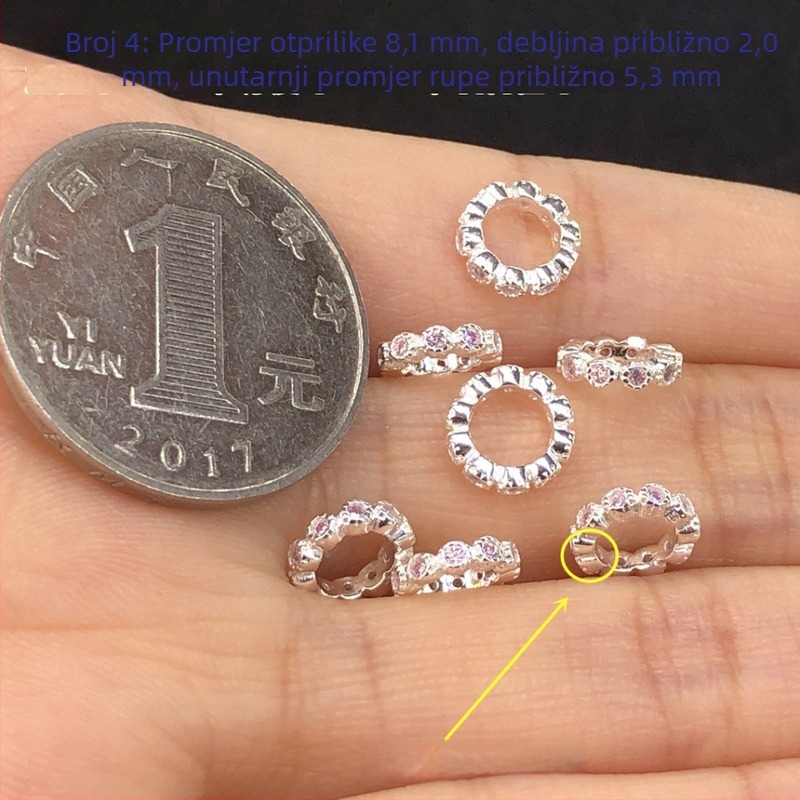 DIY nakit od srebra 925, mikro-set cirkon perle, distančne perle i kristalni detalji na pletenom ručnom užetu za narukvice i ogrlice