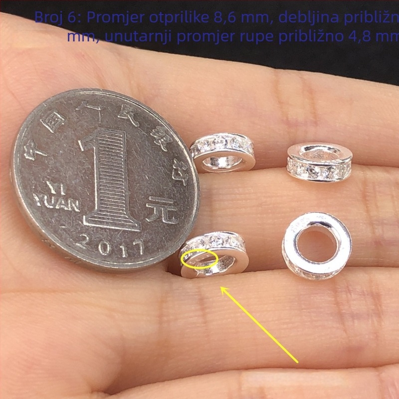 DIY nakit od srebra 925, mikro-set cirkon perle, distančne perle i kristalni detalji na pletenom ručnom užetu za narukvice i ogrlice
