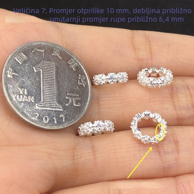 DIY nakit od srebra 925, mikro-set cirkon perle, distančne perle i kristalni detalji na pletenom ručnom užetu za narukvice i ogrlice