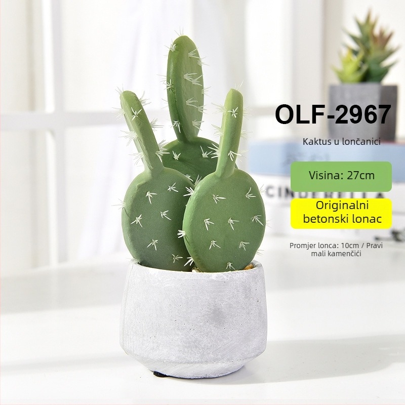 Retro umjetni kaktus bonsai u cementnoj posudi za ured • Marka Olif • Materijal PU • Zanat: Drugo • Vrsta: Kaktus