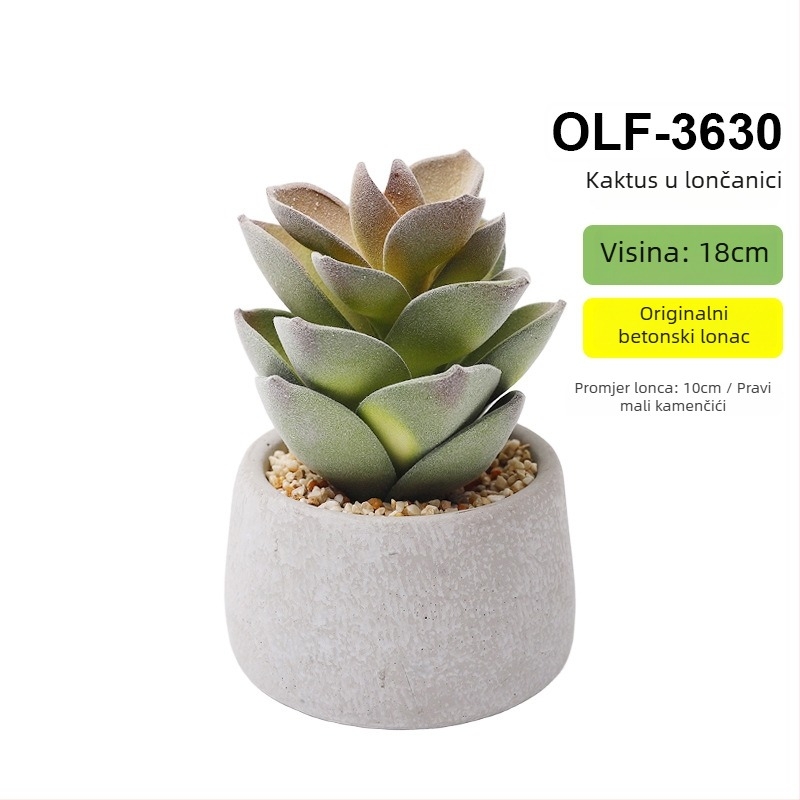 Retro umjetni kaktus bonsai u cementnoj posudi za ured • Marka Olif • Materijal PU • Zanat: Drugo • Vrsta: Kaktus