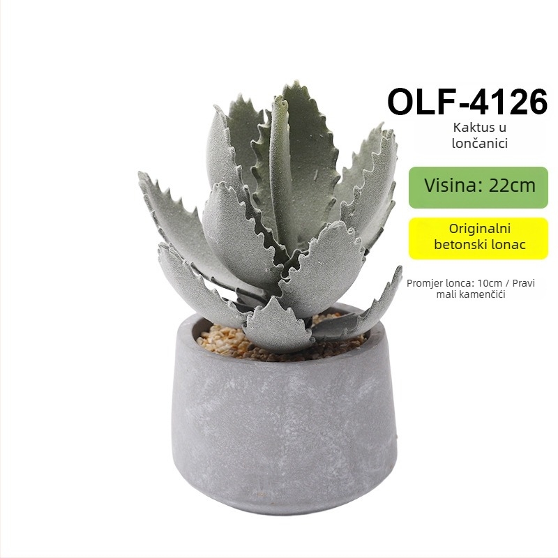 Retro umjetni kaktus bonsai u cementnoj posudi za ured • Marka Olif • Materijal PU • Zanat: Drugo • Vrsta: Kaktus