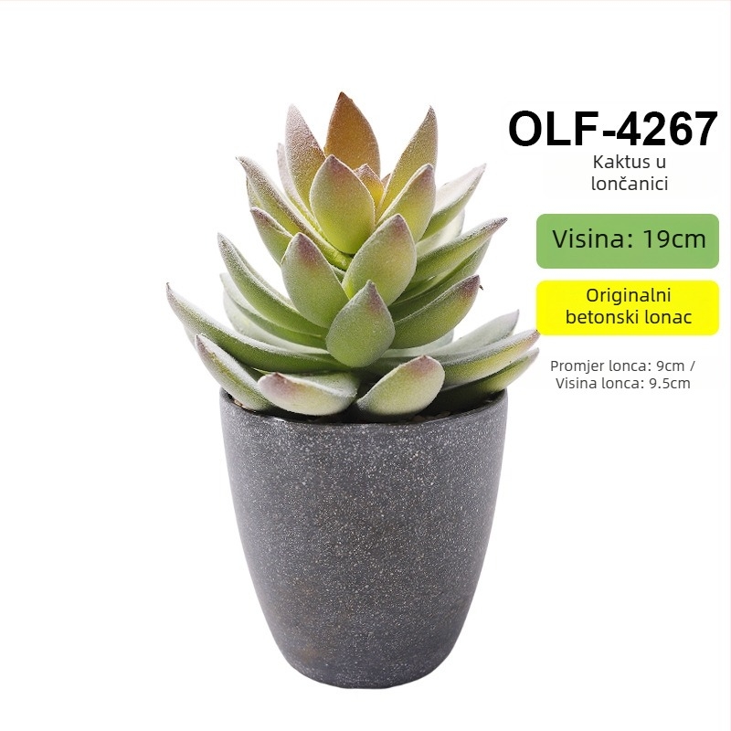 Retro umjetni kaktus bonsai u cementnoj posudi za ured • Marka Olif • Materijal PU • Zanat: Drugo • Vrsta: Kaktus