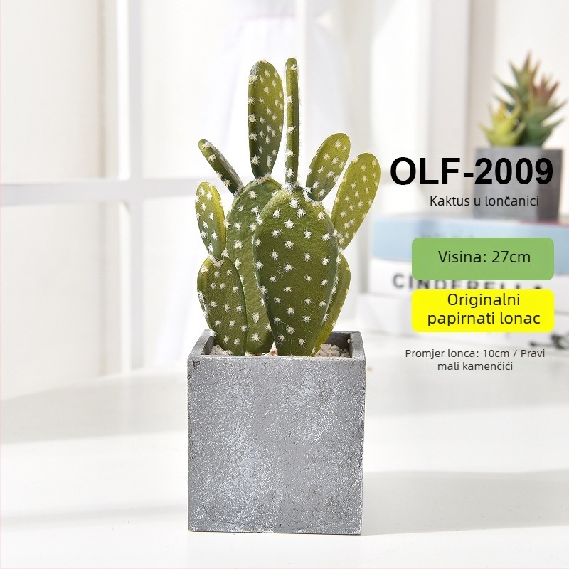 Retro umjetni kaktus bonsai u cementnoj posudi za ured • Marka Olif • Materijal PU • Zanat: Drugo • Vrsta: Kaktus