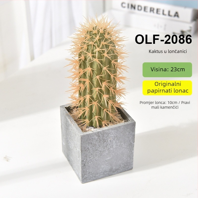 Retro umjetni kaktus bonsai u cementnoj posudi za ured • Marka Olif • Materijal PU • Zanat: Drugo • Vrsta: Kaktus
