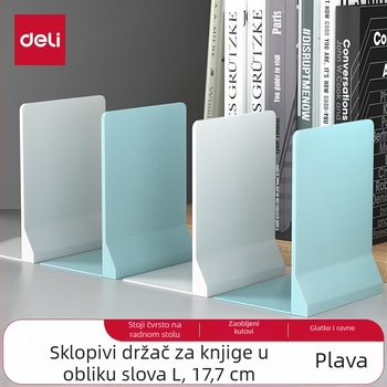 Deli Metalni Držač Knjiga s Drškom za Stolom, Debeli Držač za Knjige, Kreativan i Jednostavan Dizajn za Skladištenje u Uredu (Brand: Deli; Materijal: Metal; Nije Električno; Za Ured)