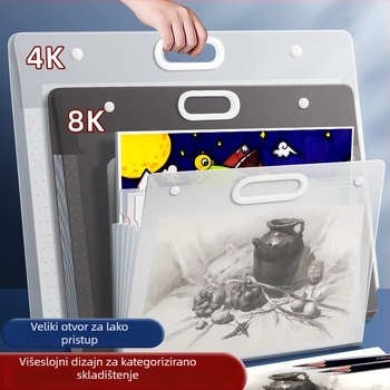 Torba za skice za pohranu – plastika, Dehong, 3 sloja, 4 pretinca