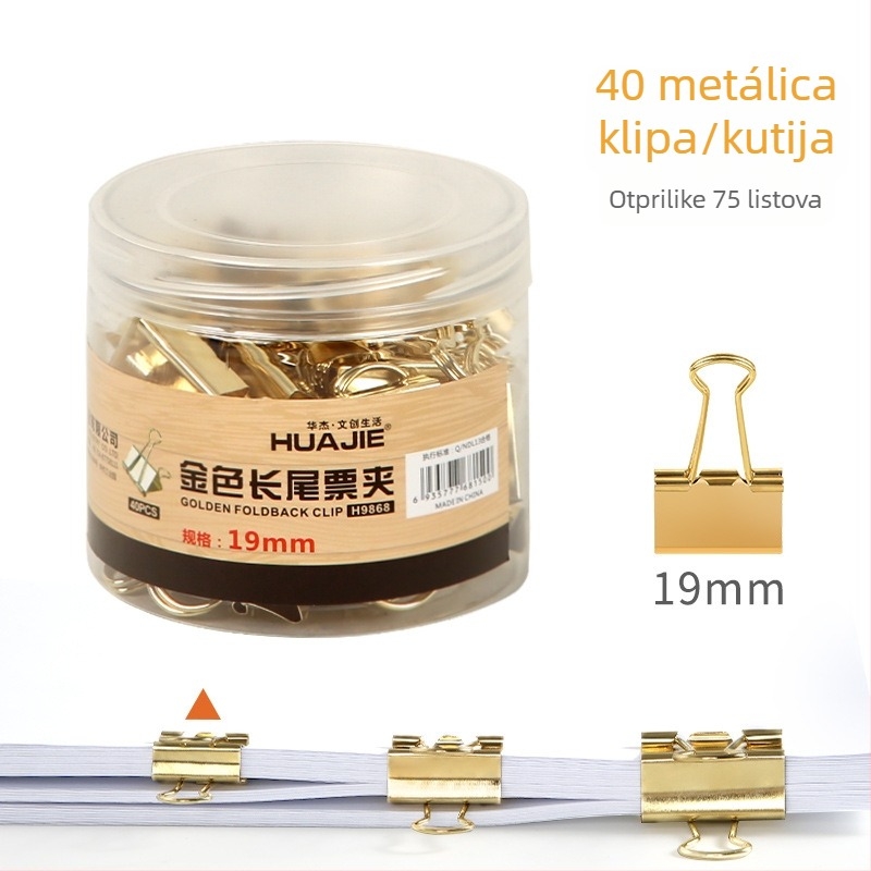 Kutni klip za dokumente, metalni, pakiranje: plastični cilindar, model: klips za dokumente