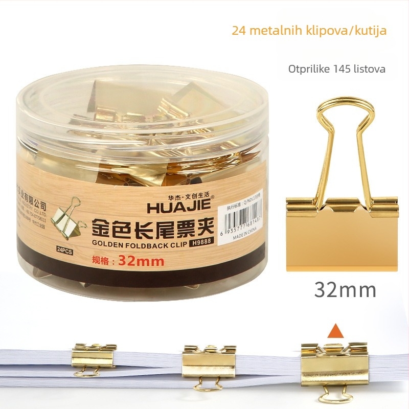 Kutni klip za dokumente, metalni, pakiranje: plastični cilindar, model: klips za dokumente