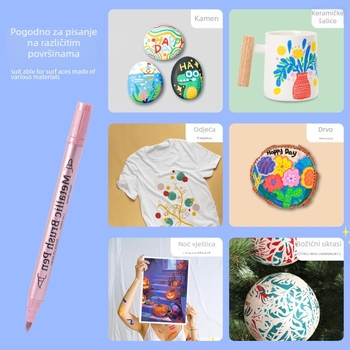 Marker s dvostrukom glavom, metalik akrilno mastilo, graffiti s glitter premazom, vodootporan i otporan na izblijedivanje