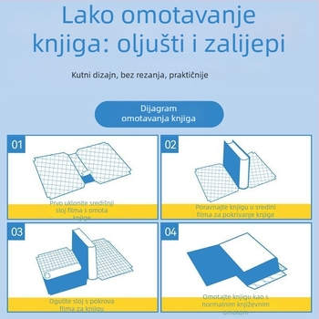 Samoljepljiva naslovnica za knjigu — PVC, ekološki prihvatljiva, bez ostataka ljepila, bez mirisa, za učenike osnovne škole