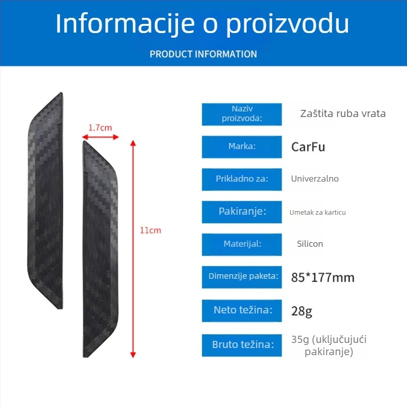 Zaštitna traka za vrata automobila, silikon, model AC-723, univerzalni tip, prilagodljiva