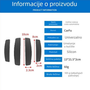 Silikonasta zaštitna traka za rub vrata automobila, debela i otporna na trošenje, model AC-715A, univerzalna kompatibilnost, marka carfu