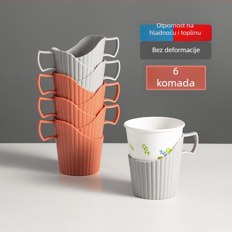 Defu plastični držač čaša, kineskog stila, jednostavan dizajn, toplinska izolacija, pakiranje 96