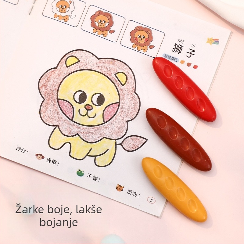 Dječje plastične bojice za crtanje grafita, oblik oraščića, ovalno tijelo, Crayon serija, logotip otisak, mogućnost prilagodbe