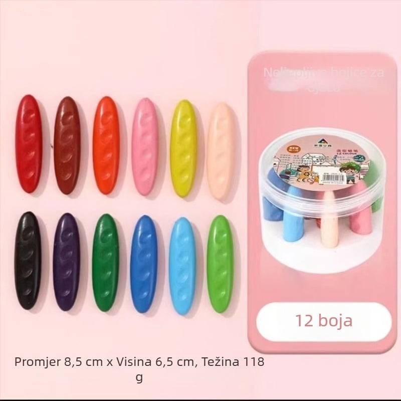 Dječje plastične bojice za crtanje grafita, oblik oraščića, ovalno tijelo, Crayon serija, logotip otisak, mogućnost prilagodbe