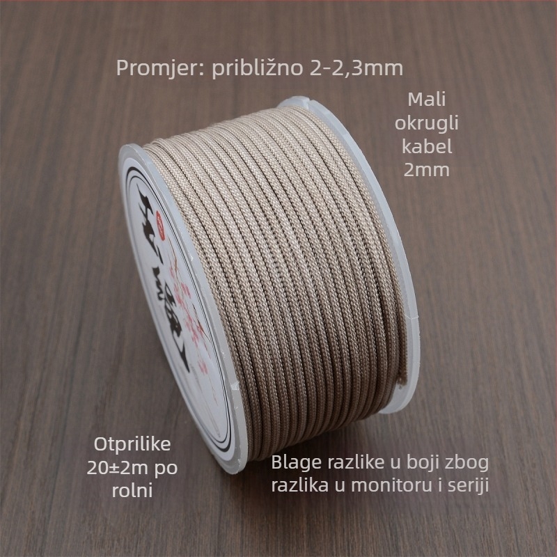 Jade Rope 2m ručno tkani konopac za narukvice i privjeske, mat završetak, obrazac povratka, jednostavan stil