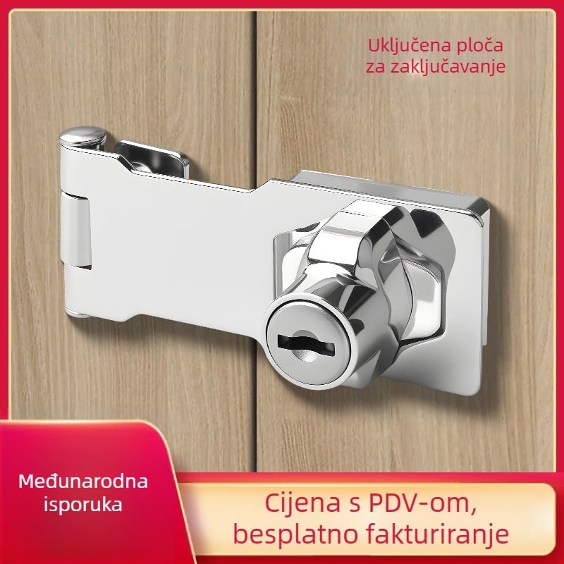 Ploca za zaključavanje od nehrđajućeg čelika bez bušenja – sa bravom, za ormariće, ladice i klizna vrata (kupaonica)