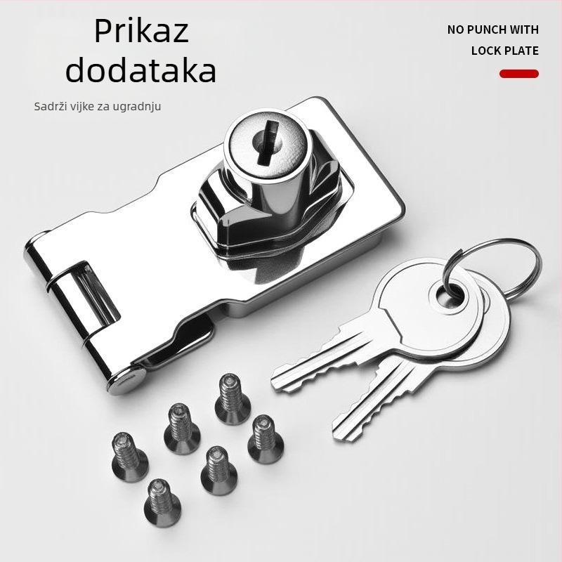 Ploca za zaključavanje od nehrđajućeg čelika bez bušenja – sa bravom, za ormariće, ladice i klizna vrata (kupaonica)