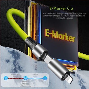 Visenmo silikonski 4-u-1 kabel za podatke s USB, Lightning i Type-C — 240W brzo punjenje