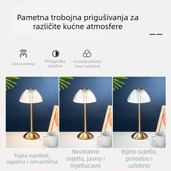 Noćna lampica – moderan minimalistički stil, akrilno sjenilo, dodirni prekidač, ugrađena baterija