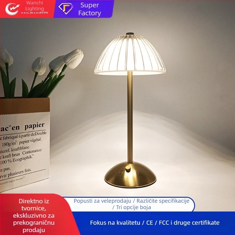 Noćna lampica – moderan minimalistički stil, akrilno sjenilo, dodirni prekidač, ugrađena baterija