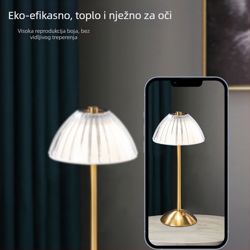 Noćna lampica – moderan minimalistički stil, akrilno sjenilo, dodirni prekidač, ugrađena baterija