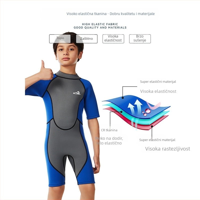 Dječji bezrukavni neopren wetsuit za sve sezone, zadržava toplinu, otporan na abraziju, pogodan za kajak na bijeloj vodi i ronjenje