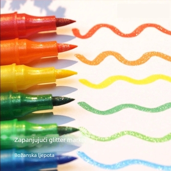 Set dvostrano glitter markera s bisernim vrhom, markeri za akvarel i akrilne markere; široka vrh; punjenja (Brand: Jiyu; 24 punjenja)