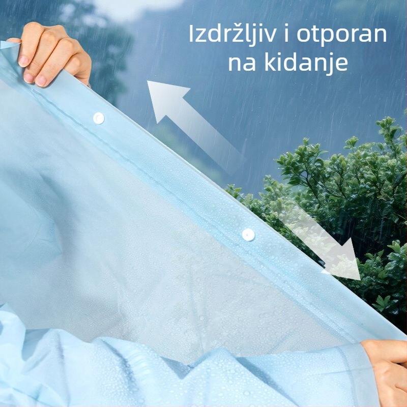 Jednokratni kišni kaput za odrasle, za vanjska putovanja i planinarenje, PE tkanina s vodootpornim slojem ljepila PE, standardna debljina, pončo za jednu osobu