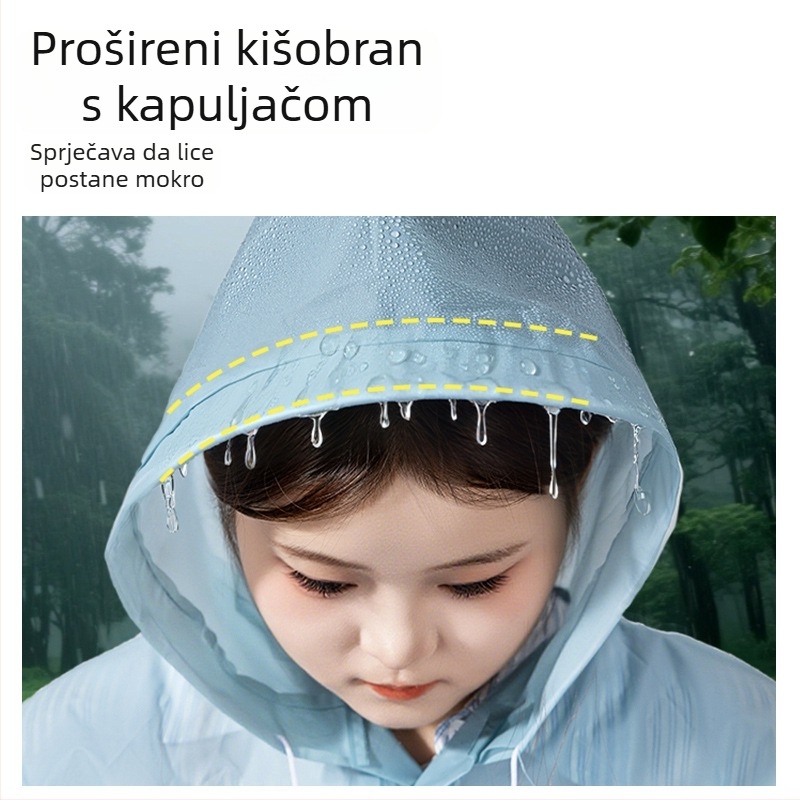 Jednokratni kišni kaput za odrasle, za vanjska putovanja i planinarenje, PE tkanina s vodootpornim slojem ljepila PE, standardna debljina, pončo za jednu osobu