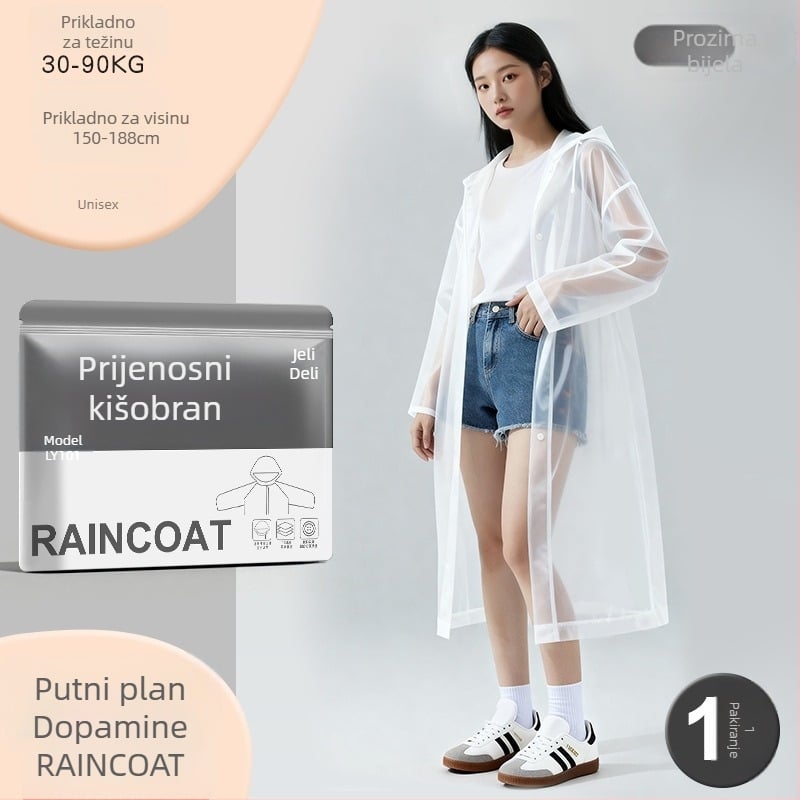 Jednokratni kišni kaput za odrasle, za vanjska putovanja i planinarenje, PE tkanina s vodootpornim slojem ljepila PE, standardna debljina, pončo za jednu osobu