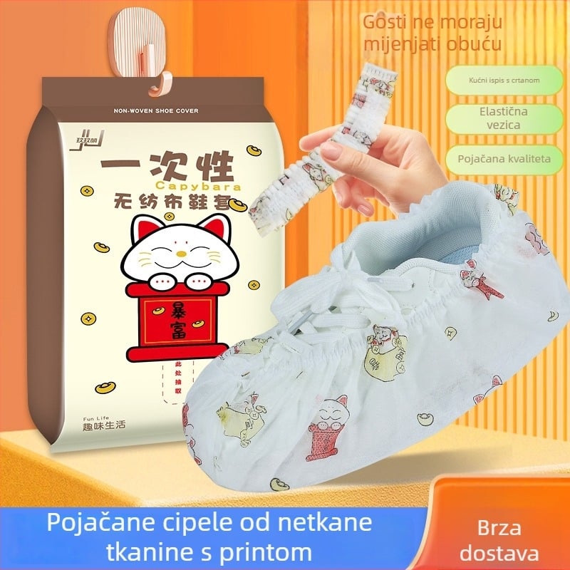 Jednokratne navlake za obuću od nepropusnog netkanog materijala, deblje, s karikaturnim printom, za unutarnju upotrebu; mogućnost tiska logotipa
