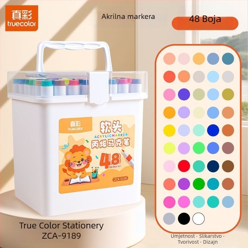 True Color akril marker s mekanim vrhom za umjetnost, velik kapacitet, osnovno pakiranje