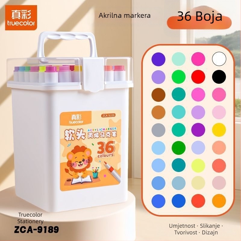 True Color akril marker s mekanim vrhom za umjetnost, velik kapacitet, osnovno pakiranje