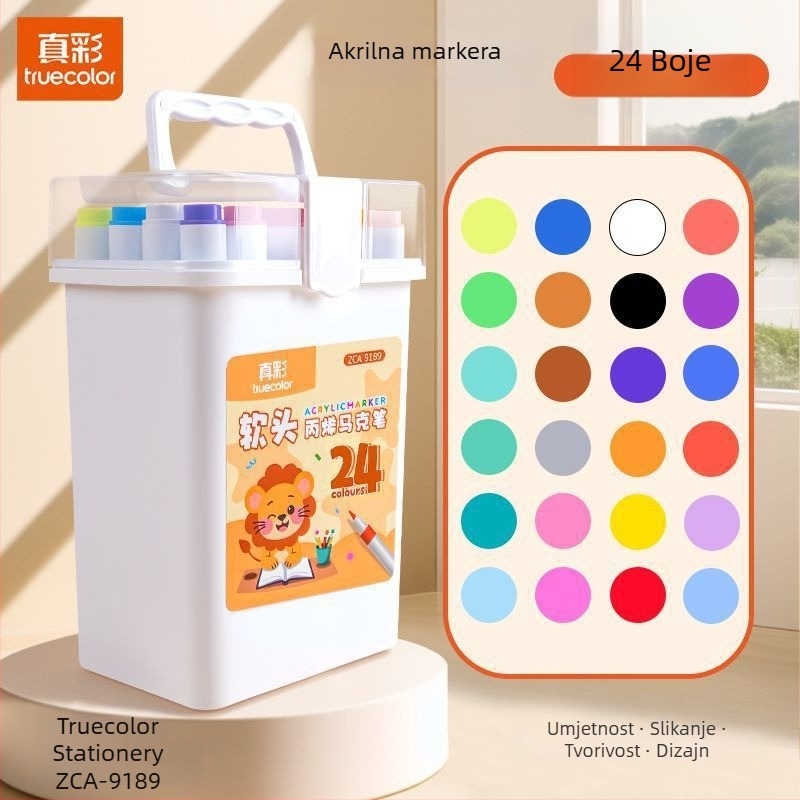 True Color akril marker s mekanim vrhom za umjetnost, velik kapacitet, osnovno pakiranje