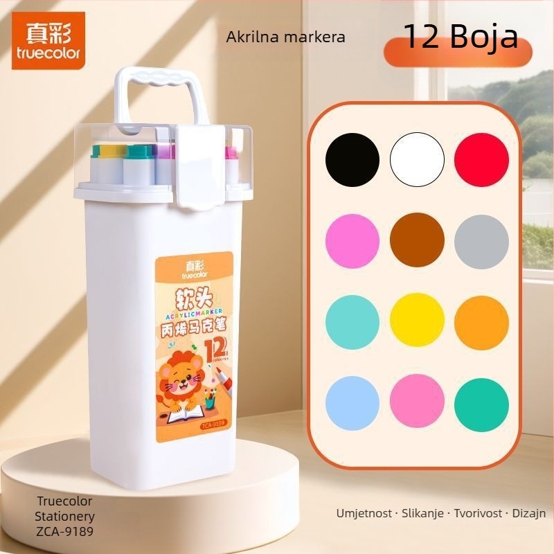 True Color akril marker s mekanim vrhom za umjetnost, velik kapacitet, osnovno pakiranje