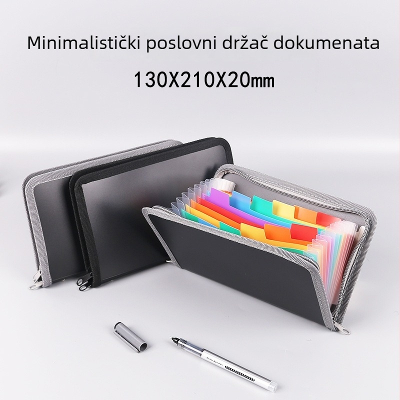 Poslovna mini akordeon mapa s dugačkim rubom zatvaračem i višeslojno skladištenje računa; plastika; Brand English Poetry; mreža 13; otisnut logo; prilagodba dostupna