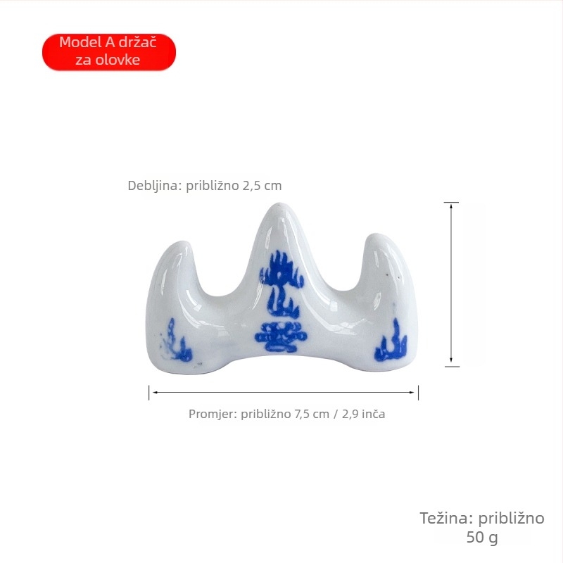 Keramički držač za četkice u obliku planine, plavo-bijeli porculanski stil za slikanje i umjetničku nastavu