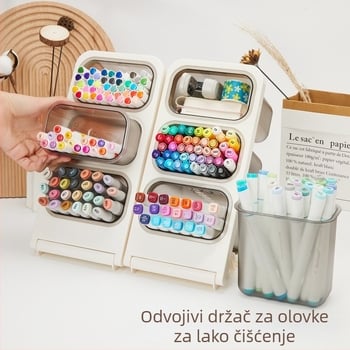 Touchmark Naji serija - nagnuti držač za olovke, plastični kvadratni stolni organizator
